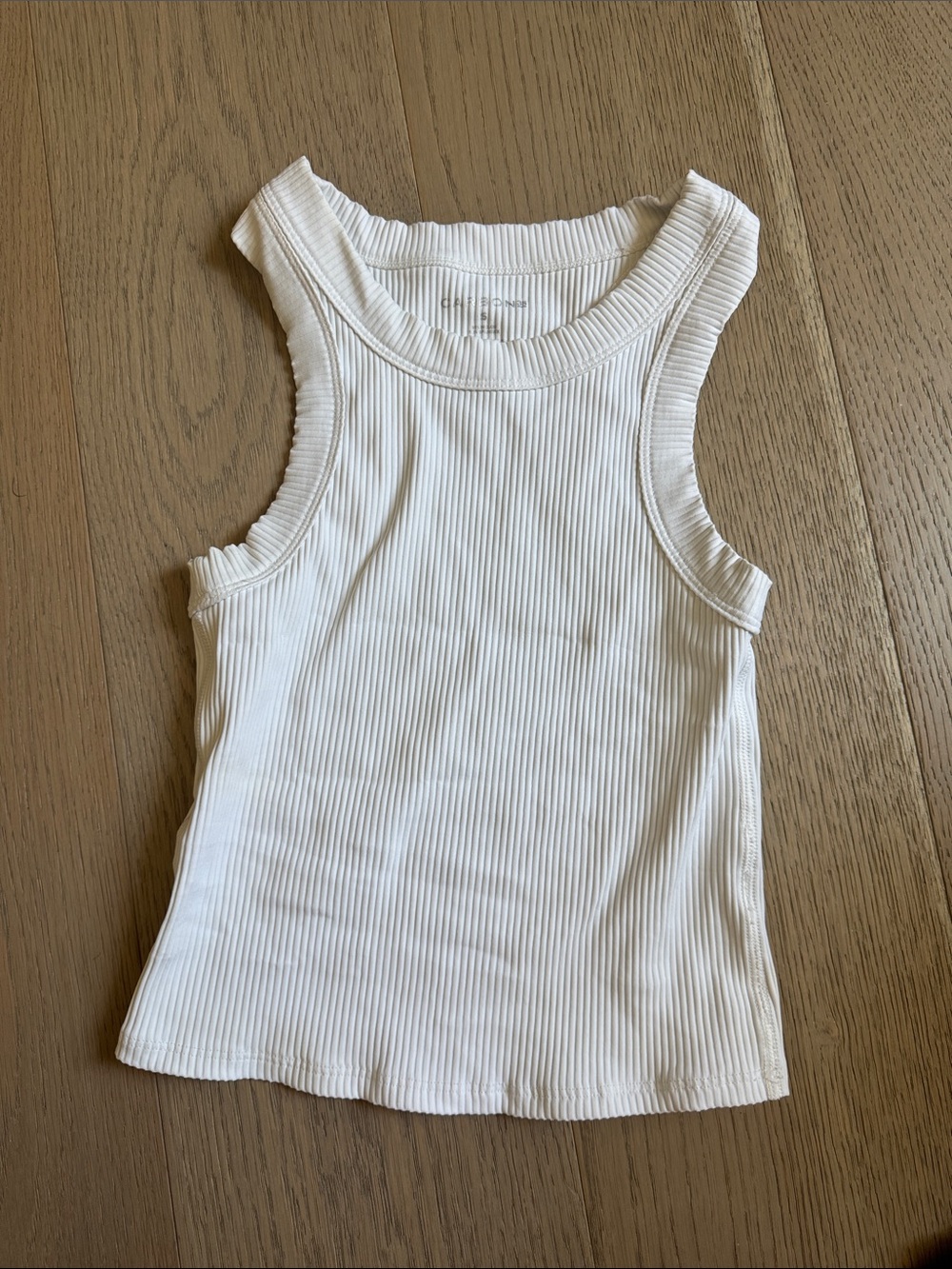 Ribbed Sleeveless Carbon 38 Top - White Fitted